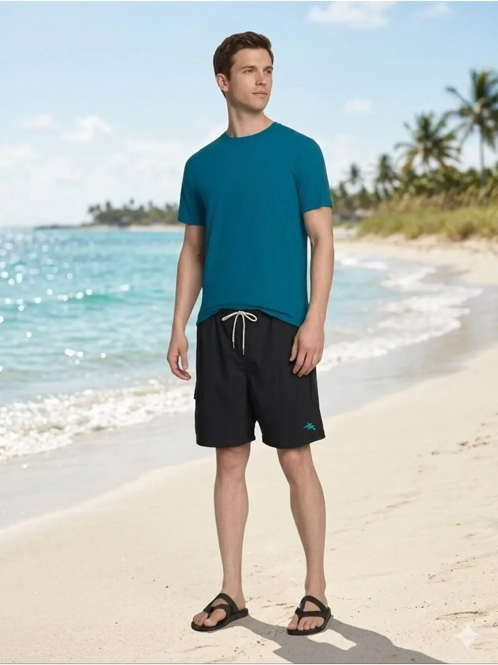 Tommy Bahama Black Cargo Swim Trunks Shorts 6